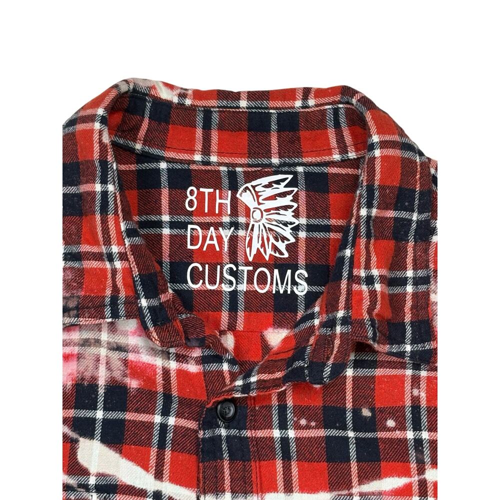 Upcycled Rocky Movie Distressed Long Sleeve Flannel Shirt Men's Large Red Boxing - Picture 6 of 7